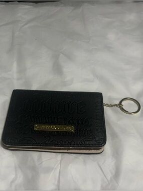 Juicy Couture Black Embossed Card Holder with Gold Plaque